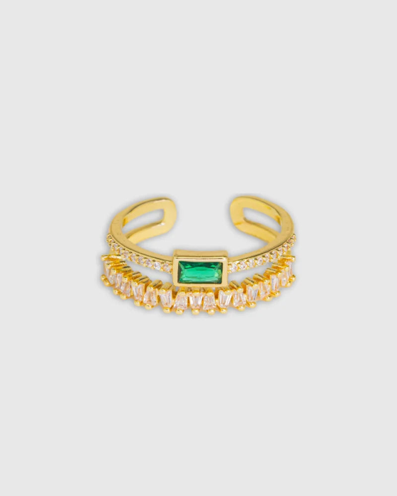 Freja - Ring med Rechthoekigt Krystal - Elegant og Moderne Design-1