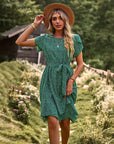 Linda - Midi-Jurk Met Tailleband S / Groen