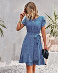 Linda - Midi-Jurk Met Tailleband S / Blå