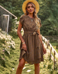 Linda - Midi-Jurk Met Tailleband S / Bruin