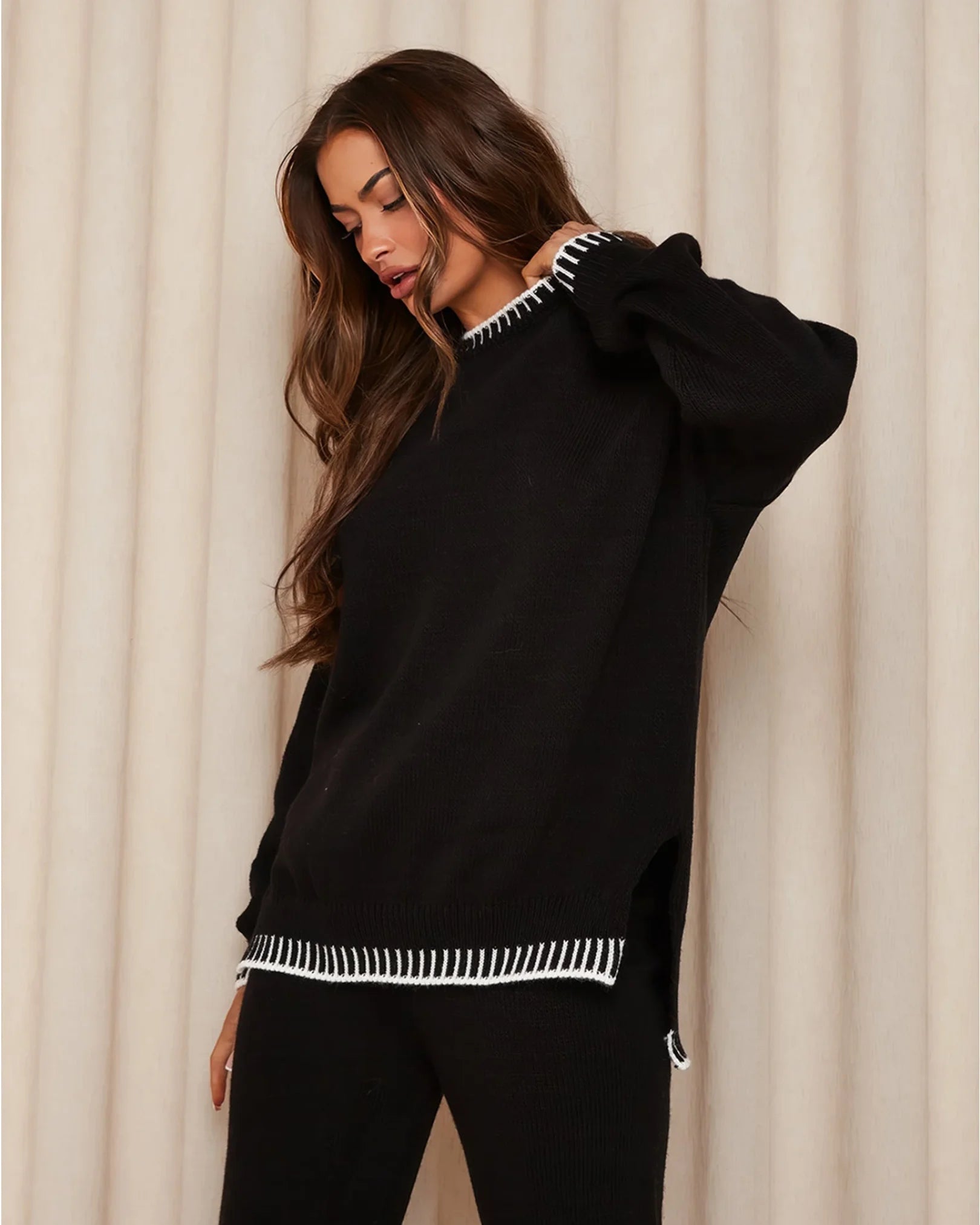 Charlotte - Strikket sweater med loungesæt
