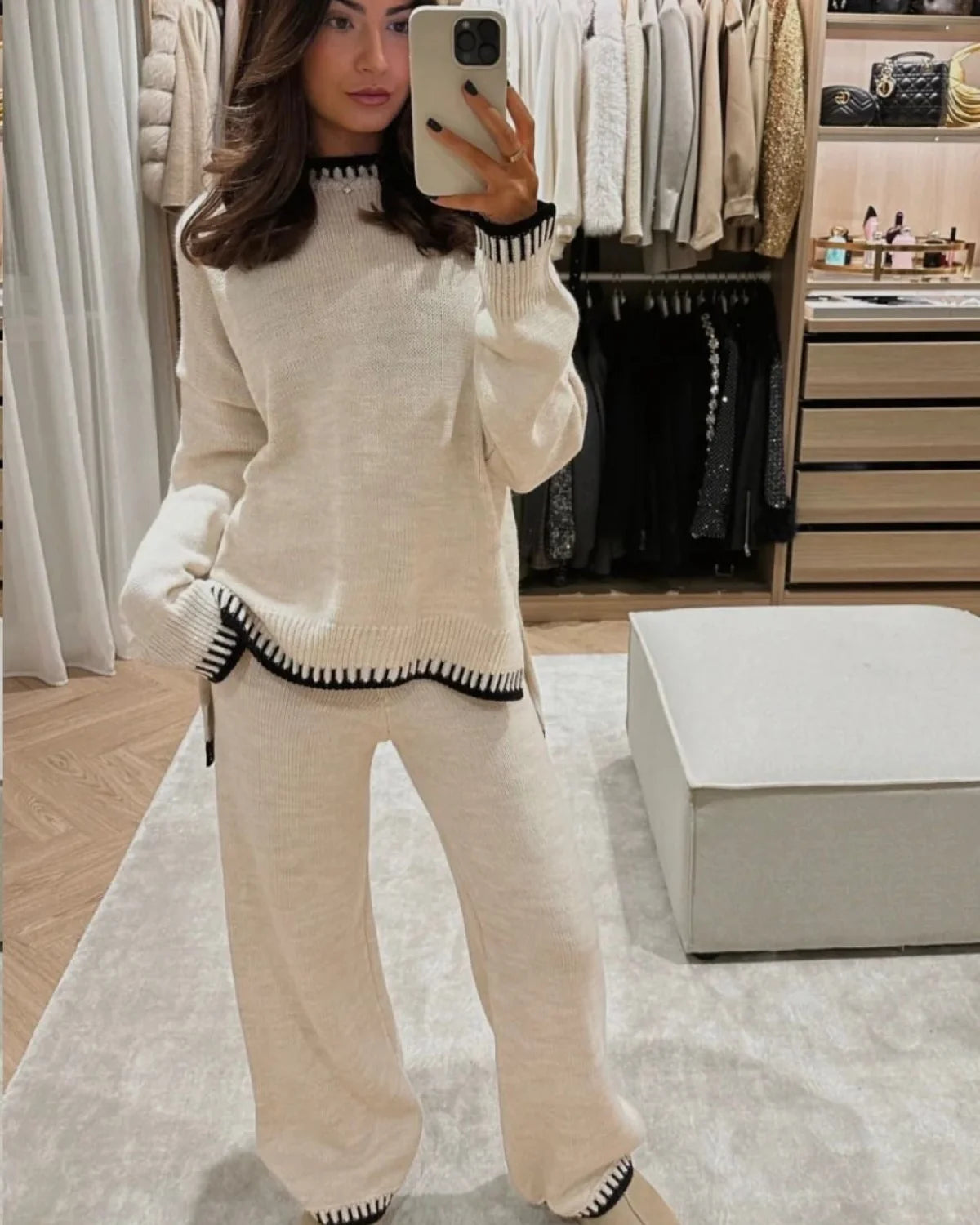 Charlotte - Strikket sweater med loungesæt