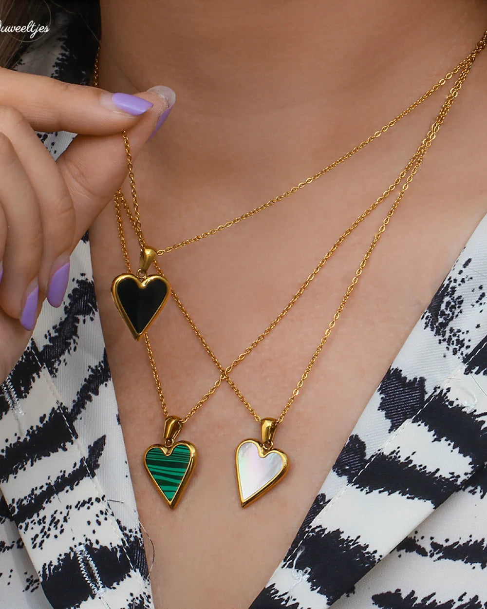 Parelmoer Hart Ketting