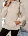 Letvægts Teddy Pullover Med Lynlås Og Lomme | Polyester Varm & Praktisk Tøj Tilbehør >