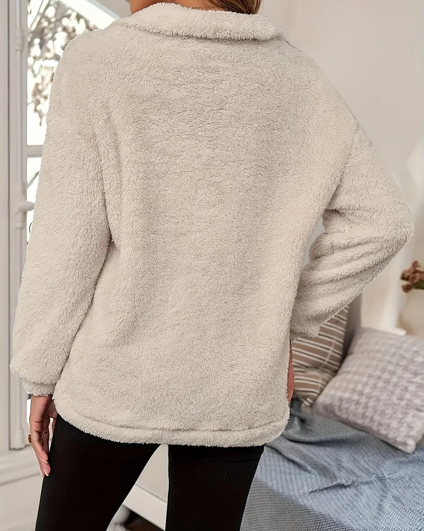 Letvægts Teddy Pullover Med Lynlås Og Lomme | Polyester Varm &amp; Praktisk Tøj Tilbehør &gt;