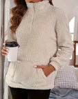 Letvægts Teddy Pullover Med Lynlås Og Lomme | Polyester Varm & Praktisk Tøj Tilbehør >