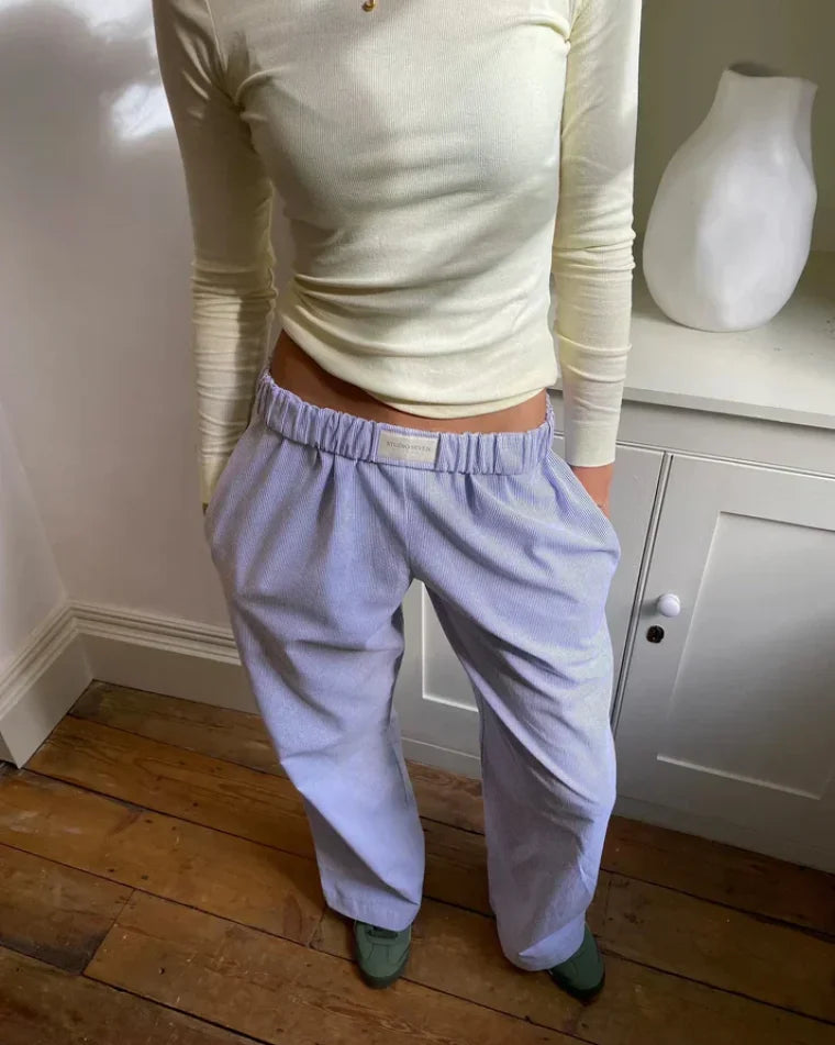 Afslappede Stribede Bukser | Bomuld | Komfort & Stil Lilla / S Tøj og tilbehør > Beklædning > Bukser > Casual Bukser