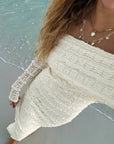 Maxi Kjole med Blonder | Off-Shoulder Design | Romantisk Stil Tøj og tilbehør > Beklædning > Kjoler > Sommerkjoler