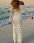 Maxi Kjole med Blonder | Off-Shoulder Design | Romantisk Stil Tøj og tilbehør > Beklædning > Kjoler > Sommerkjoler