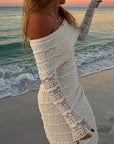 Maxi Kjole med Blonder | Off-Shoulder Design | Romantisk Stil Tøj og tilbehør > Beklædning > Kjoler > Sommerkjoler