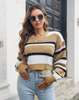 Michy - Korte Gestreepte Trui Bruin / S Sweater