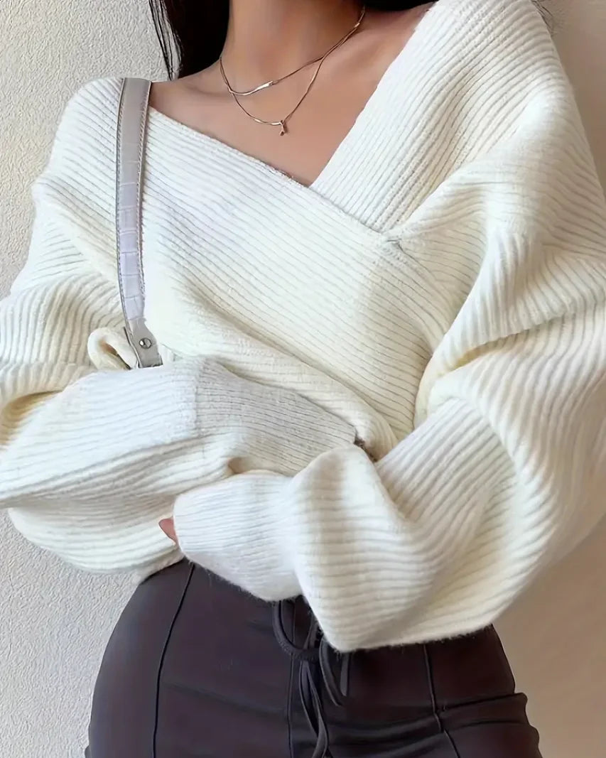 Neneth - Trendy Gebreide Trui Wit / Xs-sweater