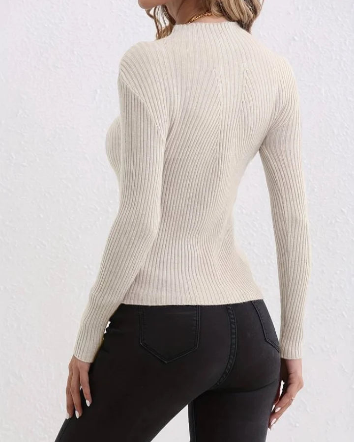 Ronavie - Casual Geribde Coltrui Sweater