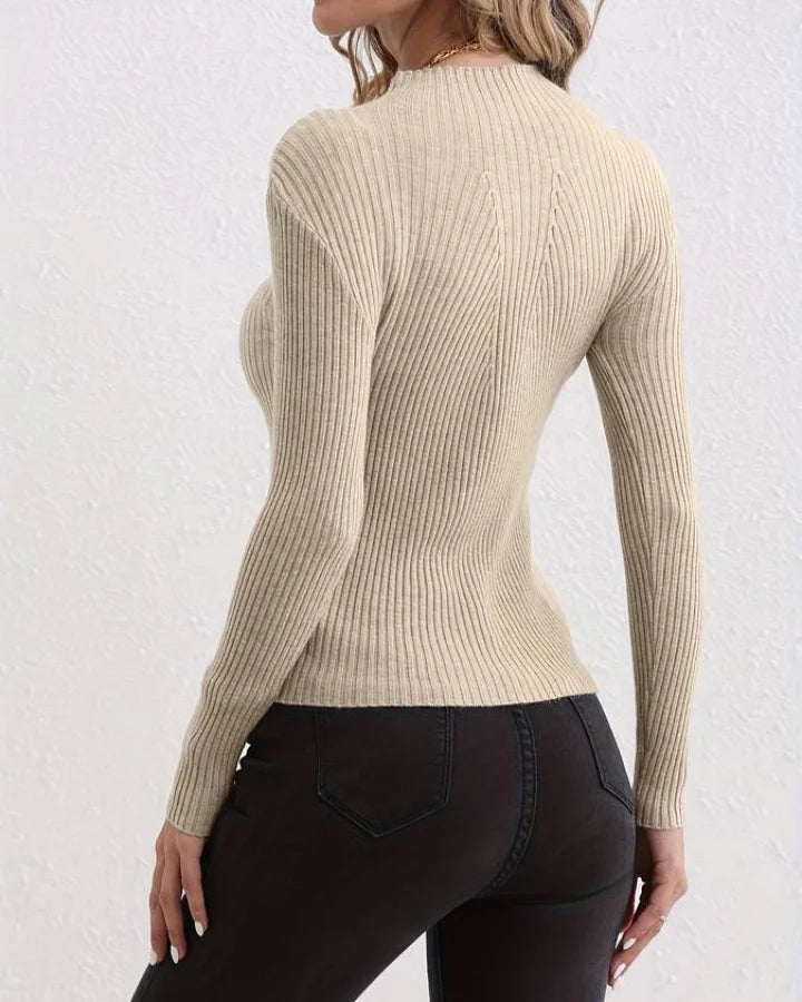 Ronavie - Casual Geribde Coltrui Sweater