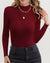 Ronavie - Casual Geribde Coltrui Donkerrood / S Sweater
