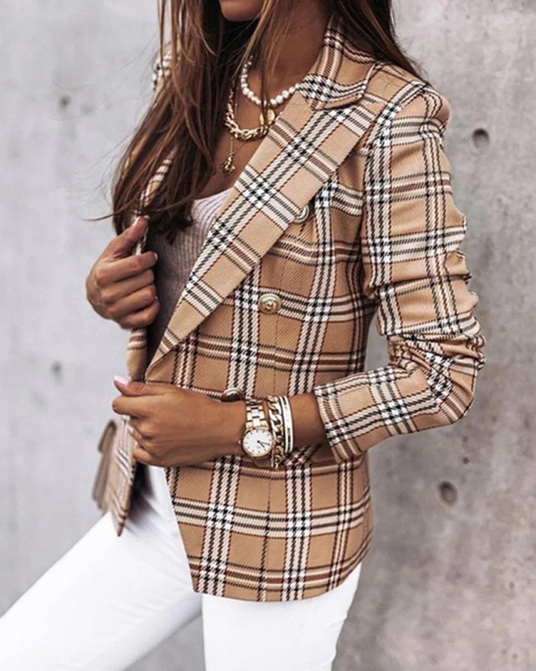 Rowena - Geruite Blazer Bruin / S Blazers