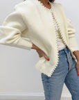 Cardigan Med Perledetaljer | Bomuldsblanding Elegant & Feminin Tøj Og Tilbehør > Beklædning