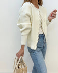 Cardigan Med Perledetaljer | Bomuldsblanding Elegant & Feminin Tøj Og Tilbehør > Beklædning