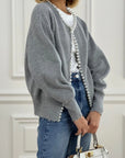 Cardigan Med Perledetaljer | Bomuldsblanding Elegant & Feminin Tøj Og Tilbehør > Beklædning