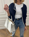Cardigan Med Perledetaljer | Bomuldsblanding Elegant & Feminin Tøj Og Tilbehør > Beklædning