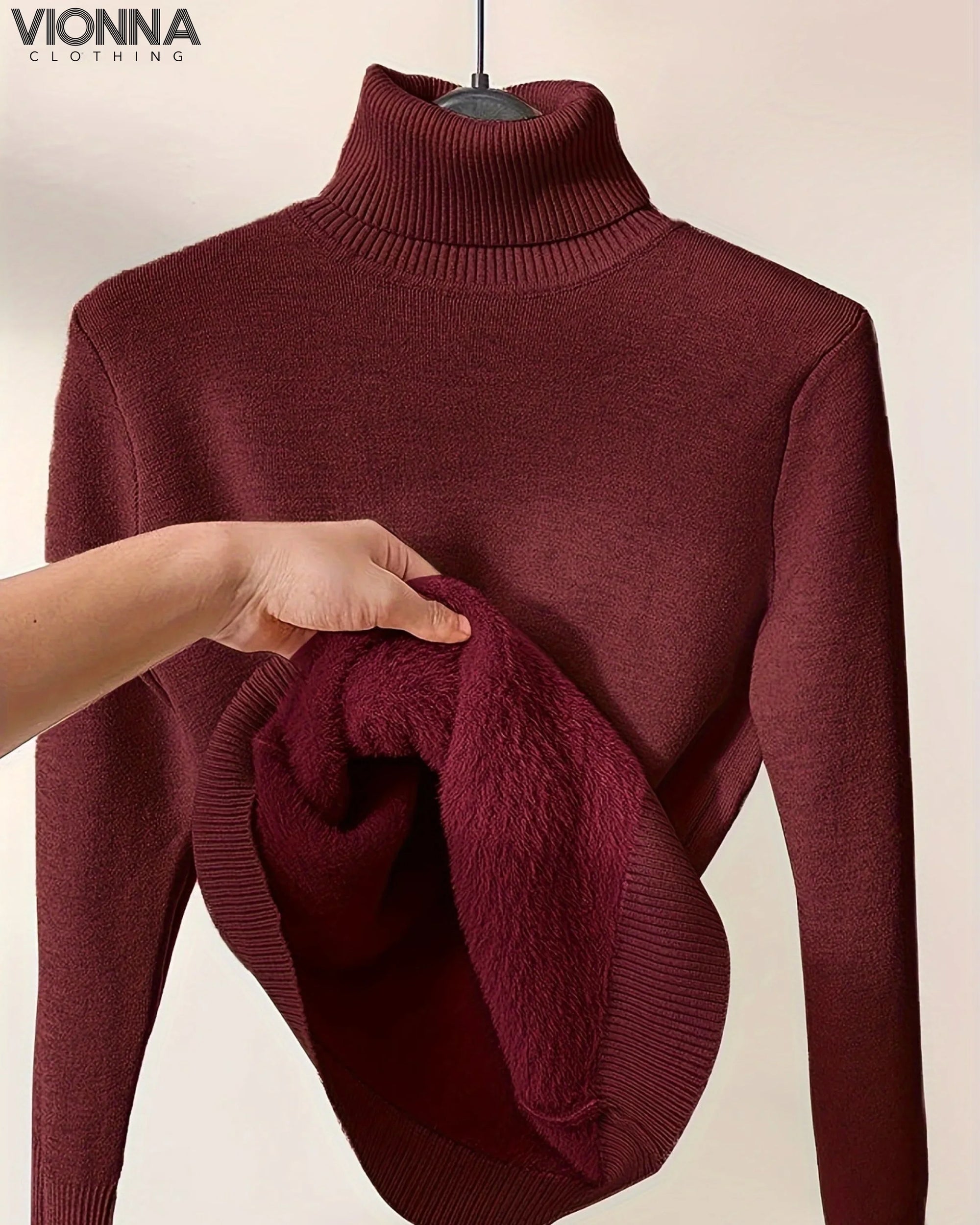 Foret Strikturtleneck | Varm &amp; Komfortabel Perfekt Til Vinterdage Mørkerød / S Tøj Og Tilbehør