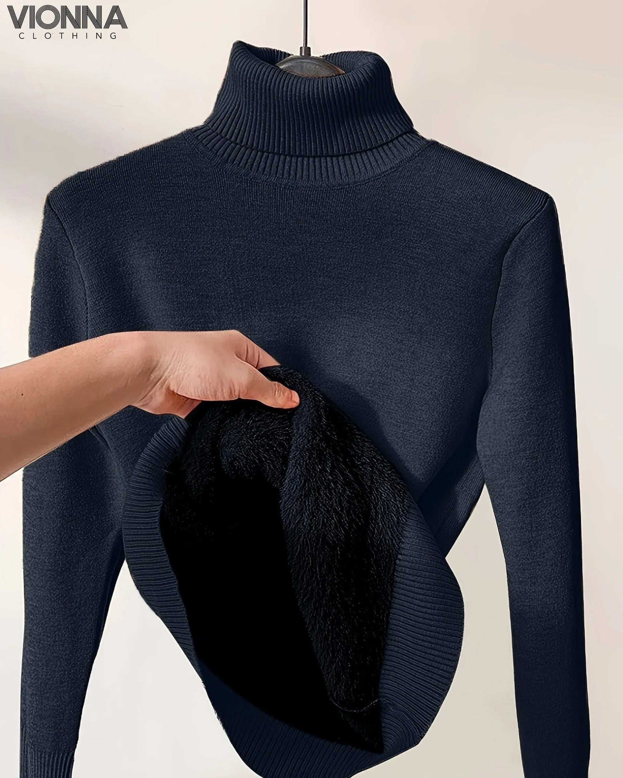 Foret Strikturtleneck | Varm &amp; Komfortabel Perfekt Til Vinterdage Marineblå / S Tøj Og Tilbehør