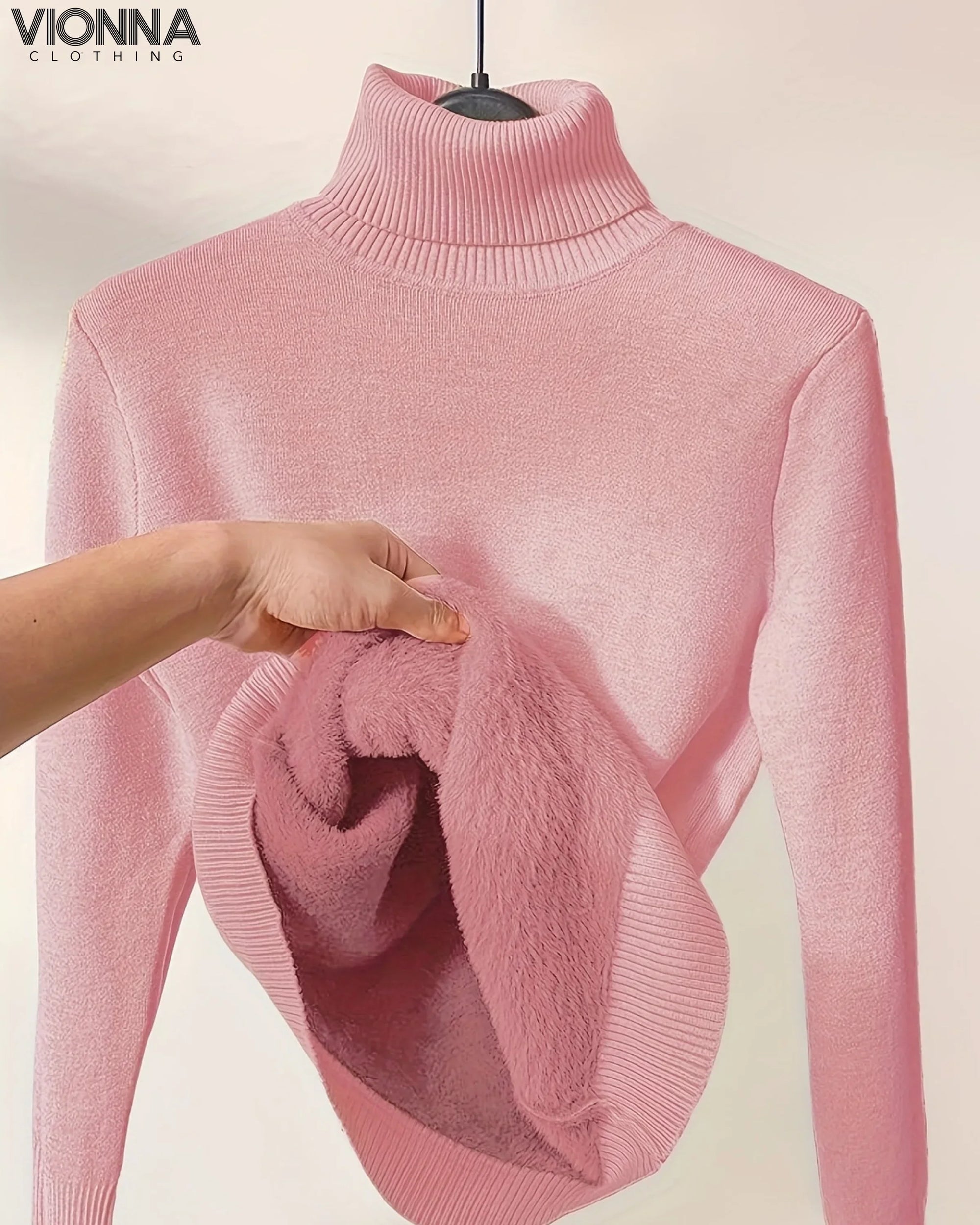 Foret Strikturtleneck | Varm &amp; Komfortabel Perfekt Til Vinterdage Lyserød / S Tøj Og Tilbehør &gt;